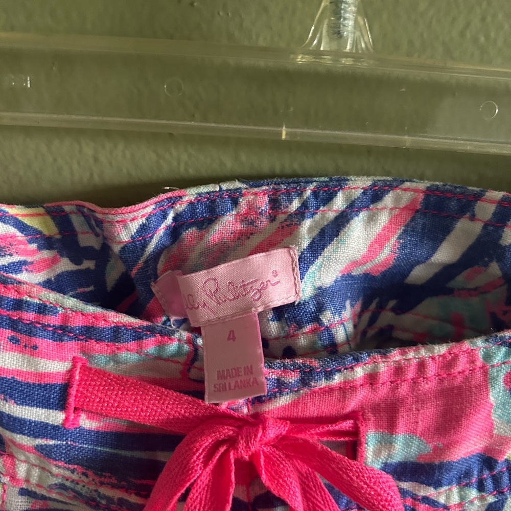 Lilly Pulitzer Linen Floral Print Drawstring Flare Pants Sz 4 - Picture 10 of 11